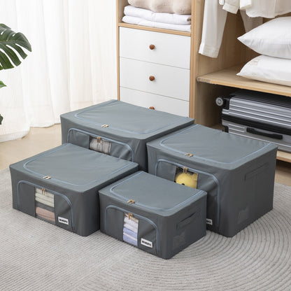 Wardrobe Organizer 600D Oxford Fabric Cloth Storage Box, 24 ltr / 44 ltr / 66 ltr / 88 ltr, Grey