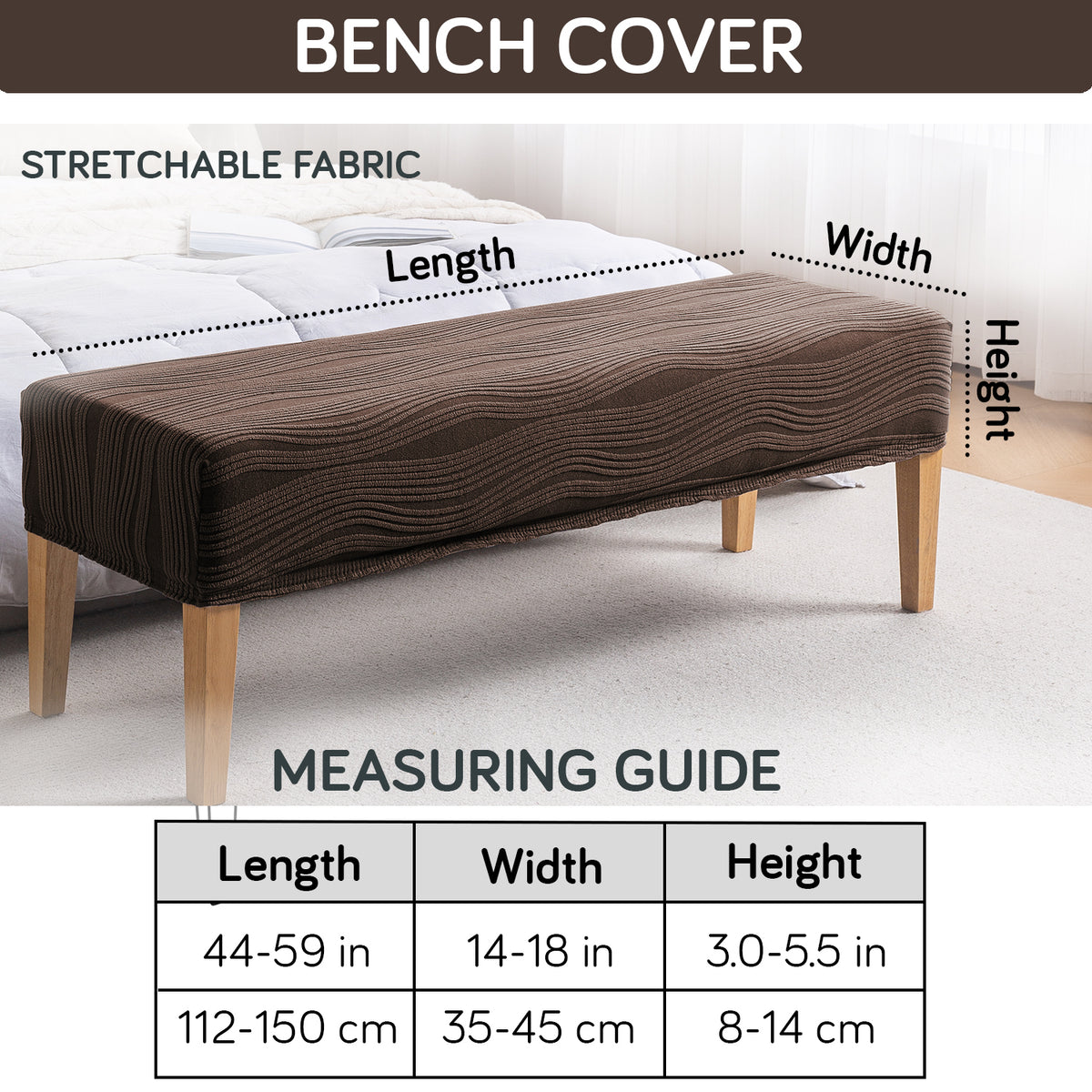 Nestiva Series 200gsm Knitting Jacquard Bench Cover - Chocolate Brown
