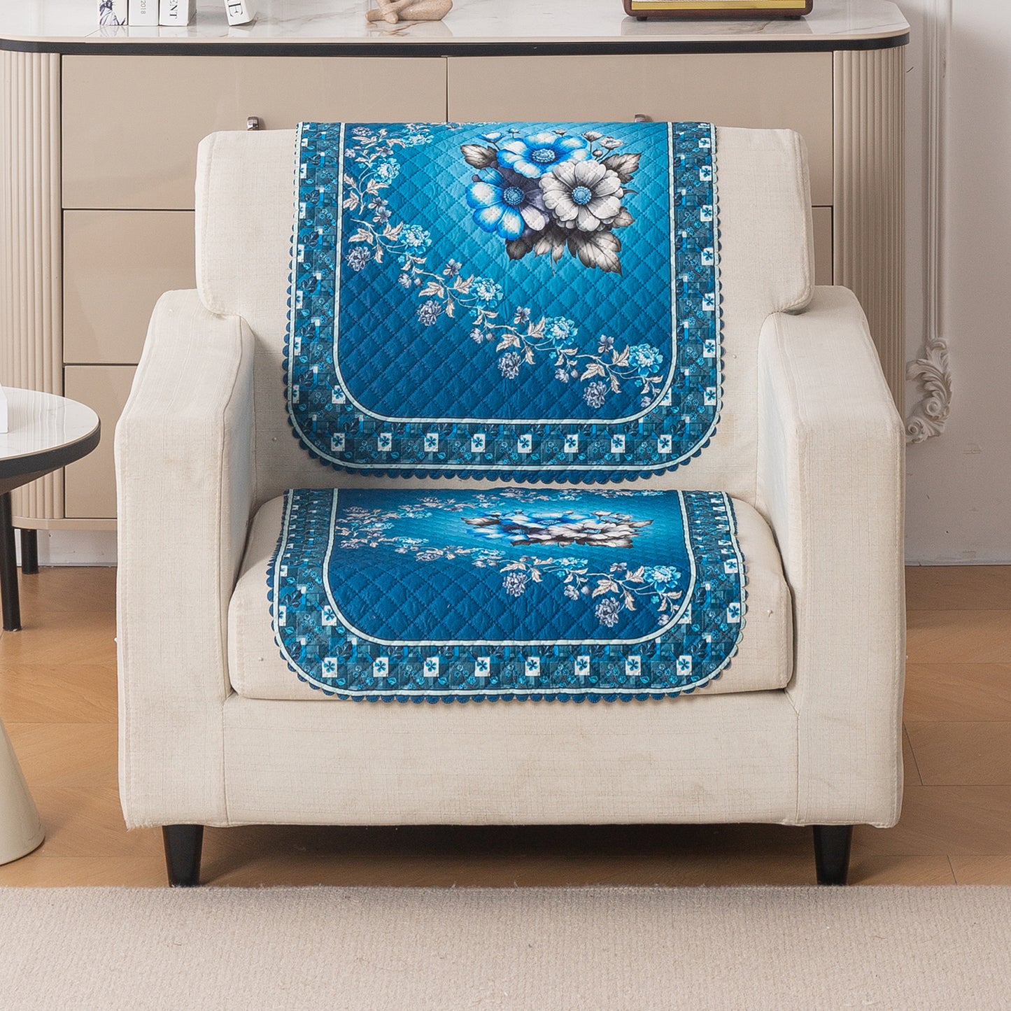 LoomVerse Quilted Sofa Cover Set Washable Sofa Panel for Seat & Back - Royal Meadow