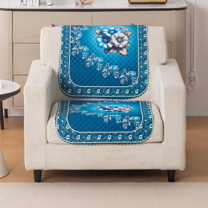 LoomVerse Quilted Sofa Cover Set Washable Sofa Panel for Seat & Back - Royal Meadow