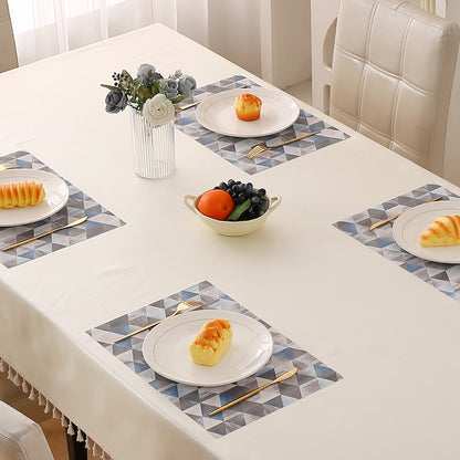 Color Splash PVC Mats for Dining Table, Geo Triangles - Slate Blue