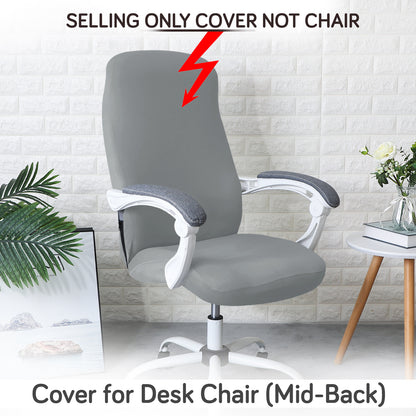 Office Chair Cover for Desk Chair (Mid-Back) – 140 GSM Stretch Fabric – Washable, Durable & Anti-Slip – Fits Mid-Back Office Chairs, Smoke Grey