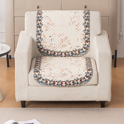 LoomVerse Quilted Sofa Cover Set Washable Sofa Panel for Seat & Back - Petal Harmony