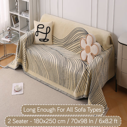 WaveLoom Collection Printed Chenille Sofa Cover Throw Blanket, Grey