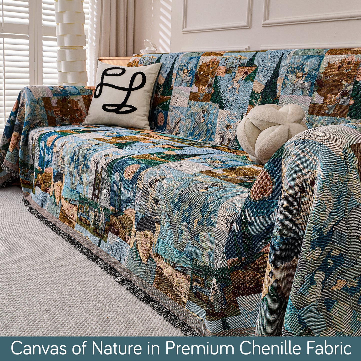 All-Season Chenille Sofa Throw, Canvas of Nature Series
