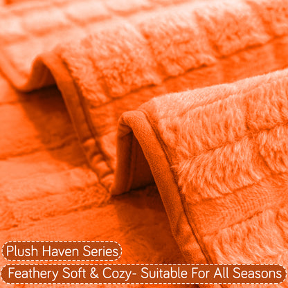 Premium Plush Set of 2 Sofa Armrest Covers, Orange