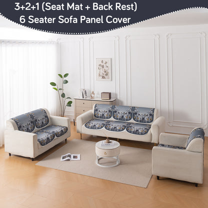 LoomVerse Quilted Sofa Cover Set Washable Sofa Panel for Seat & Back - Blue Belle