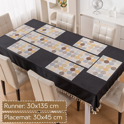 Color Splash PVC Mats for Dining Table, Abstract Circles - Olive Brown