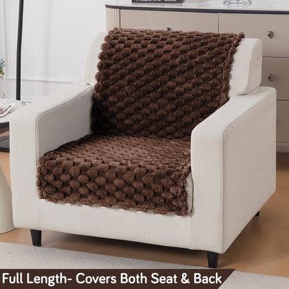 'BunnySoft Series' Plush Sofa Cover Throw for Sofa Seat & Back, Dark Chocolate