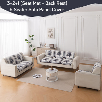 LoomVerse Quilted Sofa Cover Set Washable Sofa Panel for Seat & Back - Midnight Bloom