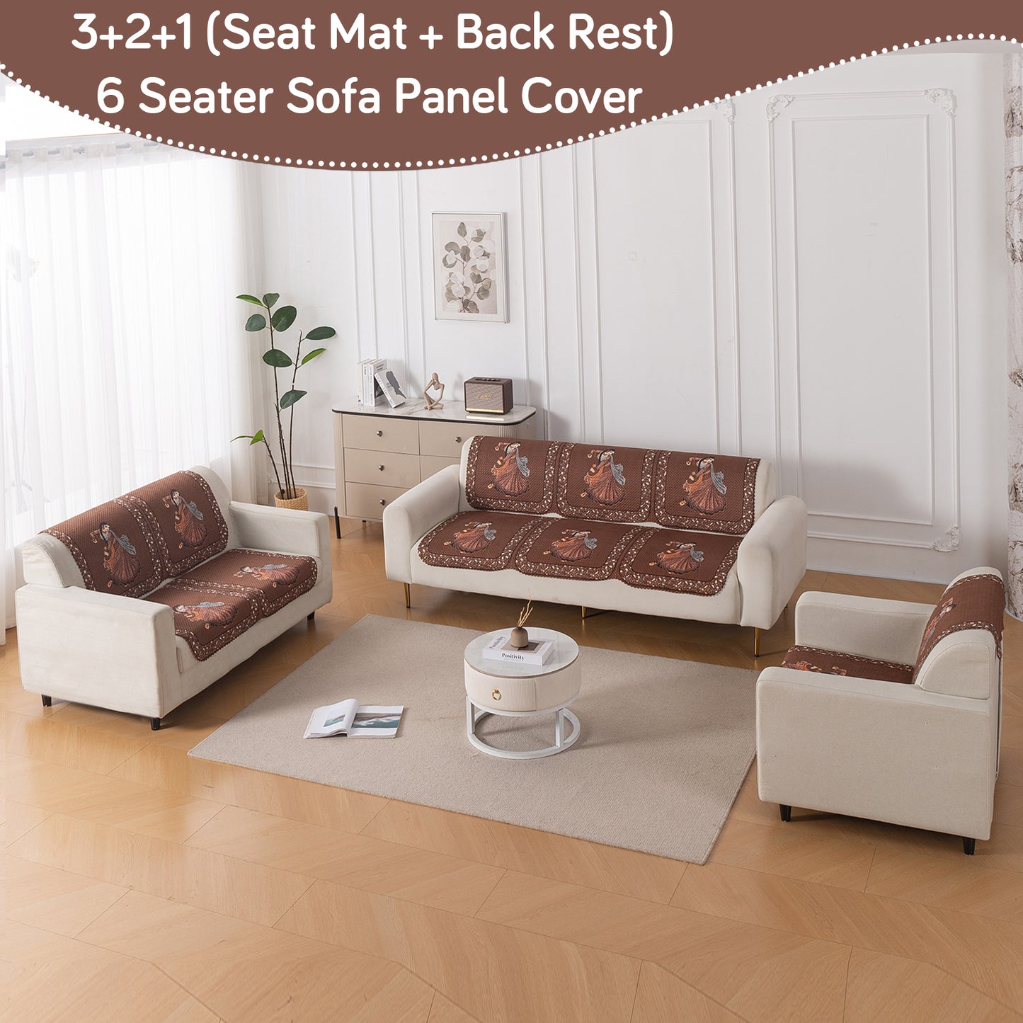 HeavenHue Fleece Soft Touch Quilted Sofa Cover Set Washable Sofa Panel for Seat & Back - Nritya Echo