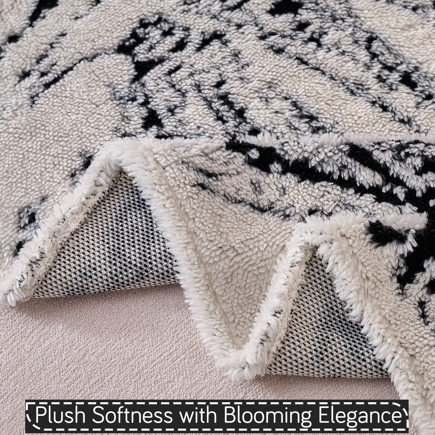 Buy Midnight Black Colour Plush Softness with Blooming Elegance Sofa Throw | HOKIPO