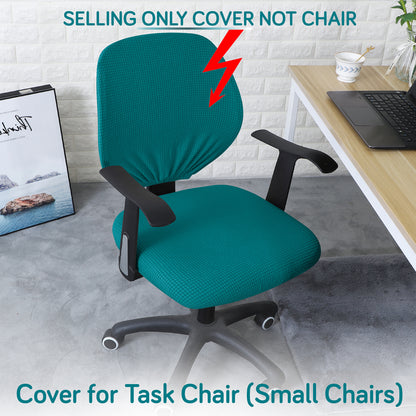 Water Repellent Office Chair Cover for Task Chair – 210 GSM Stretchable Jacquard – Washable & Anti-Slip – Fits Small Office Chairs Without Headrest, Teal