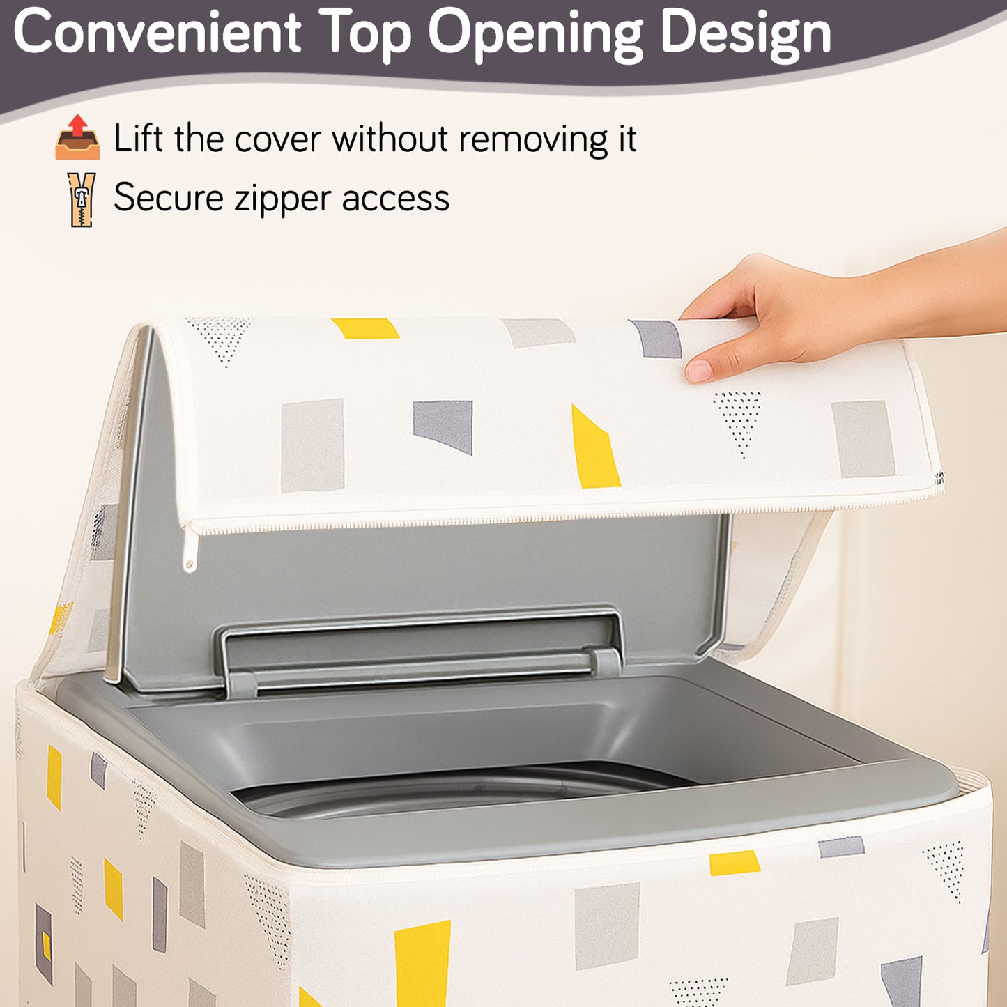 Waterproof Front Load / Top Load Washing Machine Cover | PEVA Dustproof Protective Cover for 6kg, 6.5kg, 7kg & 7.5kg Fully Automatic Machines, Geometric Abstract