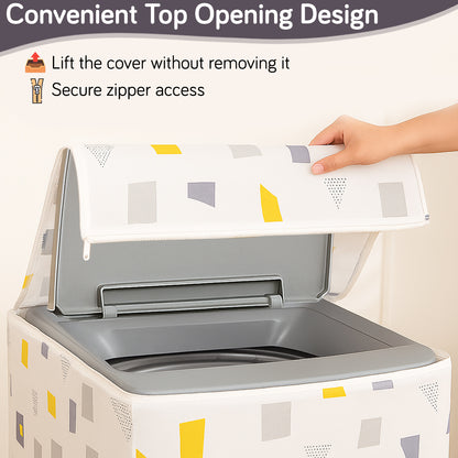 Waterproof Front Load / Top Load Washing Machine Cover | PEVA Dustproof Protective Cover for 6kg, 6.5kg, 7kg & 7.5kg Fully Automatic Machines, Geometric Abstract