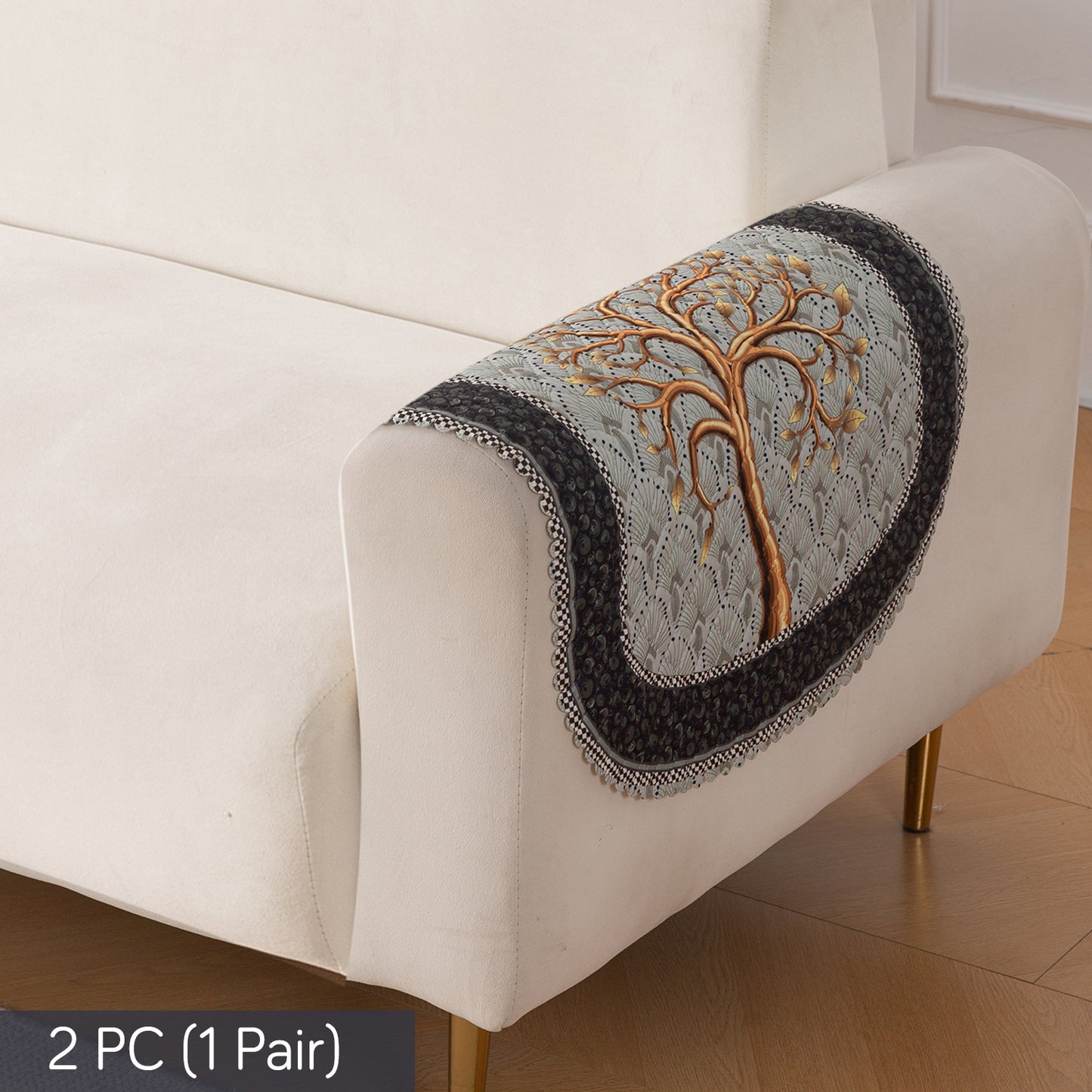 LoomVerse Quilted Sofa Cover Set Washable Sofa Panel for Seat & Back - Tranquil Tree