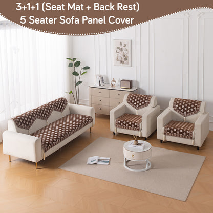 Heritage Weave Premium Jacquard Sofa Cover Set with Tassels - Russet Brown
