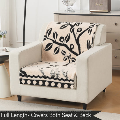 'Noirea Series' Plush Sofa Cover for Seat & Back, Butterfly Garden