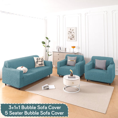 Aria Nova Elastic 280 GSM Stretchable Bubble Sofa Cover, Tropical Teal
