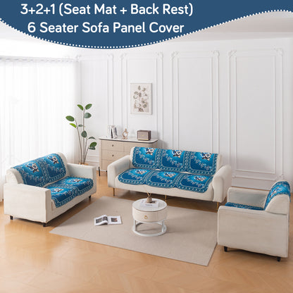 LoomVerse Quilted Sofa Cover Set Washable Sofa Panel for Seat & Back - Royal Meadow