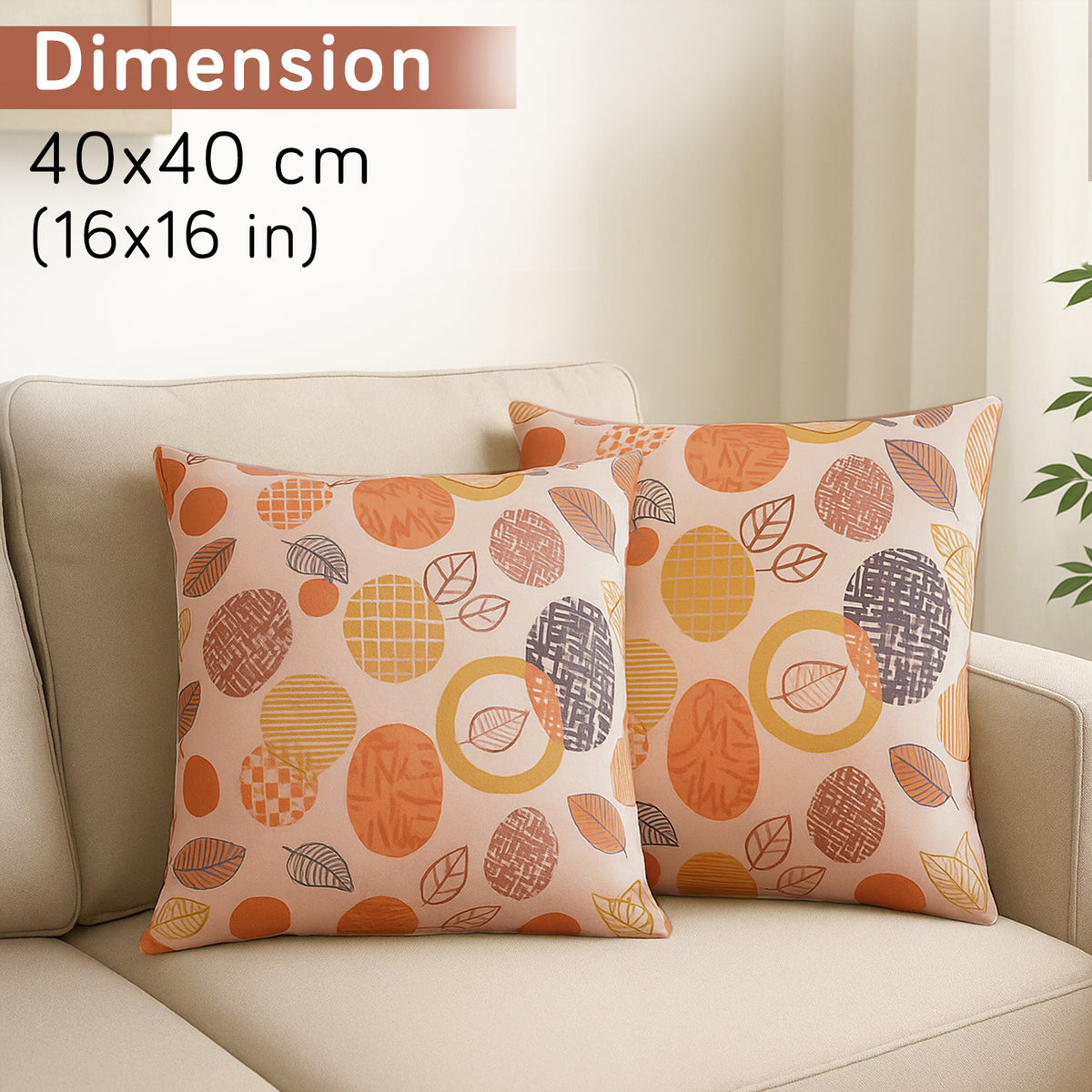 Buy Coral Autumn Leaves Printed Zippered Velvet Sofa Pillow Covers