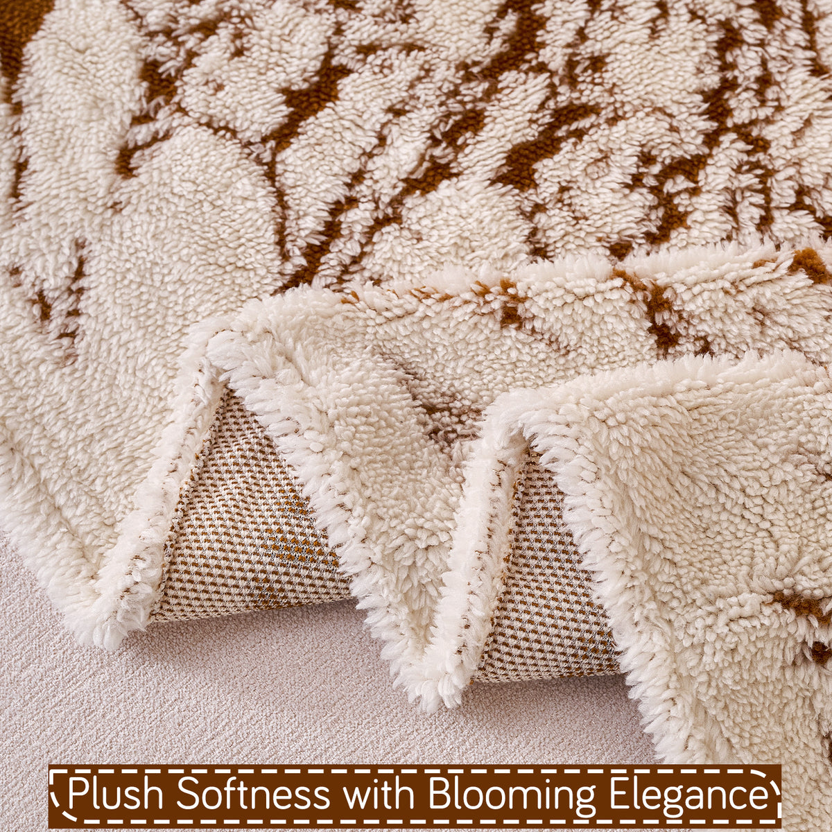 Buy Autumn Brown Colour Plush Softness with Blooming Elegance Sofa Throw | HOKIPO