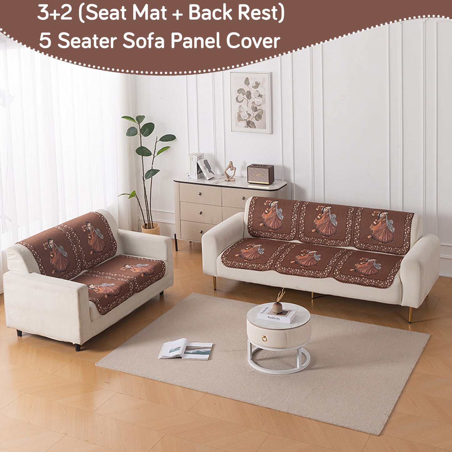 HeavenHue Fleece Soft Touch Quilted Sofa Cover Set Washable Sofa Panel for Seat & Back - Nritya Echo