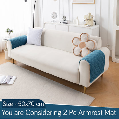 Diamond Tuft Plush Sofa Cover Mat, Dusty Teal