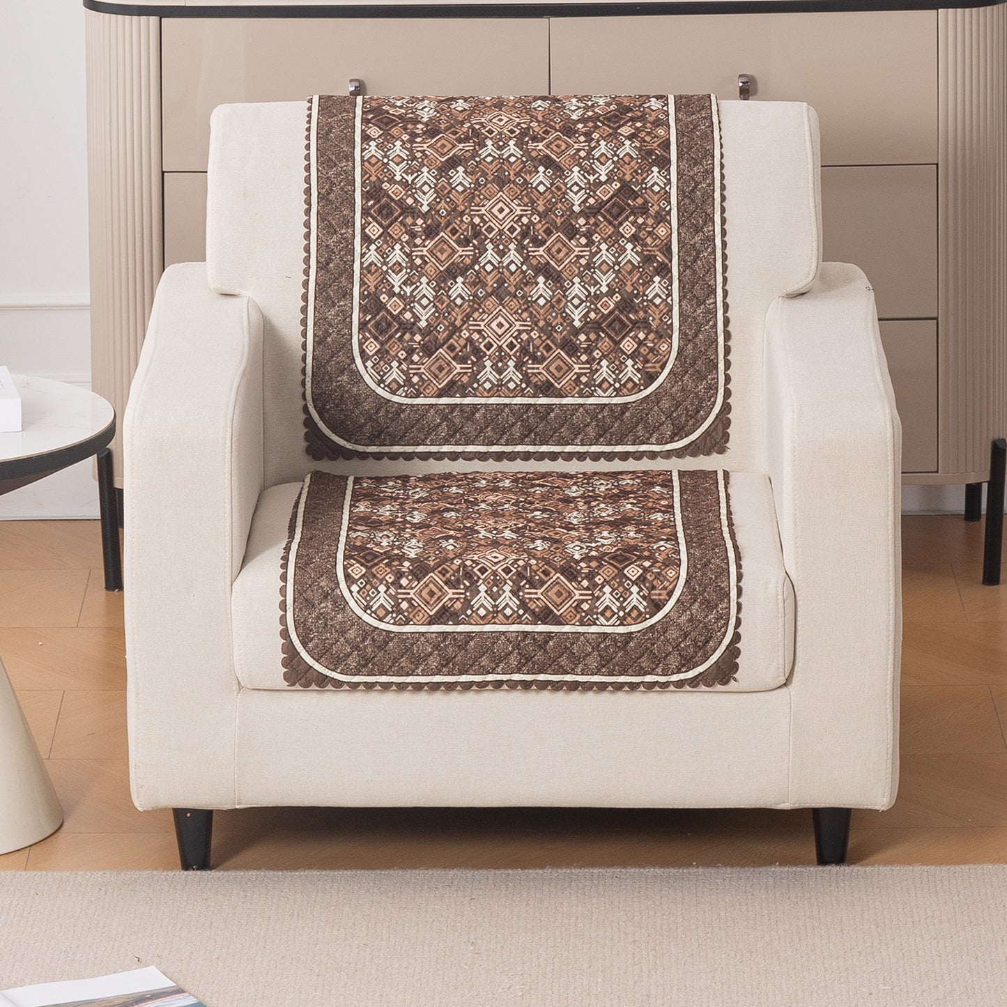LoomVerse Quilted Sofa Cover Set Washable Sofa Panel for Seat & Back - Rustic Lattice