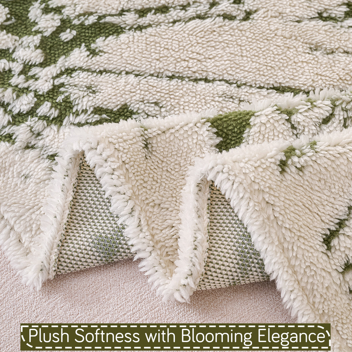 Buy Moss Green Colour Plush Softness with Blooming Elegance Sofa Throw | HOKIPO
