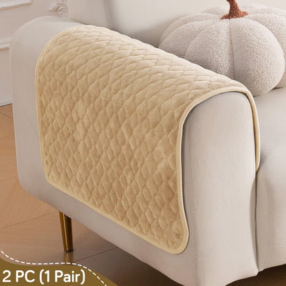 Diamond Plush Pebble Quilted Sofa Cover Mat, Beige
