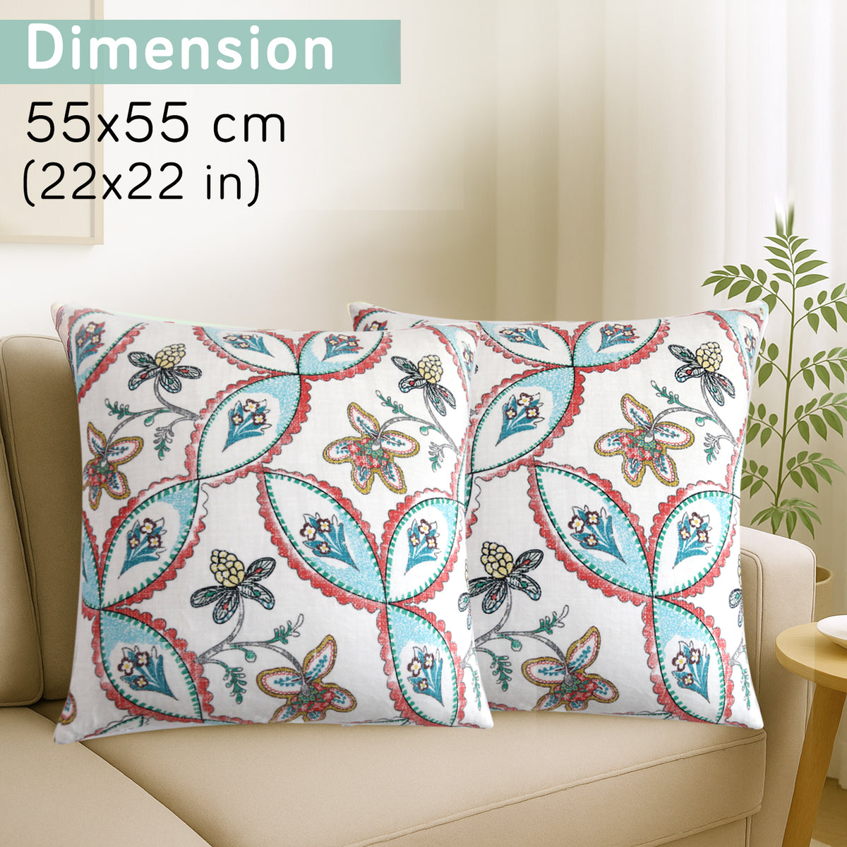 Buy Beige Persian Garden Printed Zippered Velvet Sofa Cushion Covers