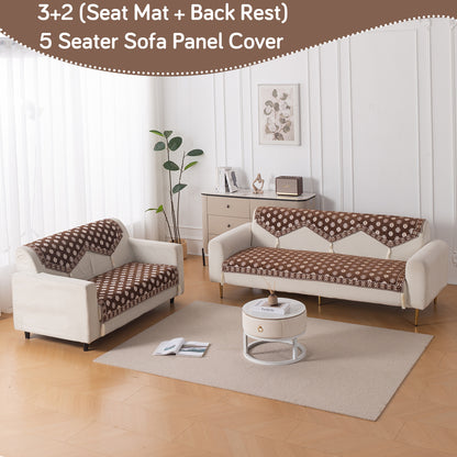 Heritage Weave Premium Jacquard Sofa Cover Set with Tassels - Russet Brown