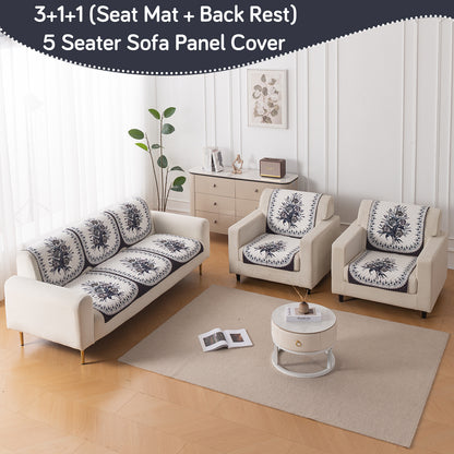 LoomVerse Quilted Sofa Cover Set Washable Sofa Panel for Seat & Back - Midnight Bloom