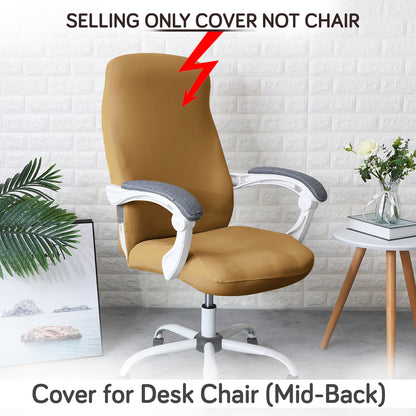 Office Chair Cover for Desk Chair (Mid-Back) – 140 GSM Stretch Fabric – Washable, Durable & Anti-Slip – Fits Mid-Back Office Chairs, Camel