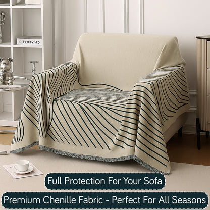 WaveLoom Collection Printed Chenille Sofa Cover Throw, Peacock Green