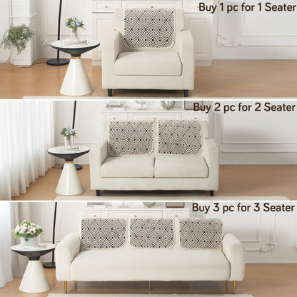 Luxury Plush Sherpa Anti-Slip Sofa Cover Mat, 'Noirea Series'| Geometric Diamond