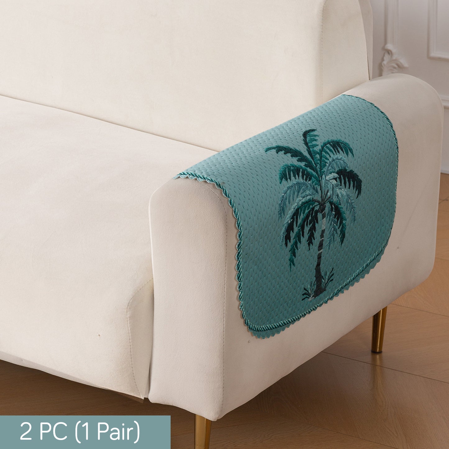 HeavenHue Fleece Soft Touch Quilted Sofa Cover Set Washable Sofa Panel for Seat & Back - Island Breeze