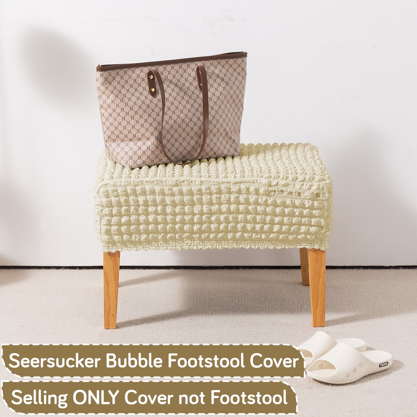 Aria Nova 280 GSM Bubble Stretchable Foot Rest Stool Cover, Beige