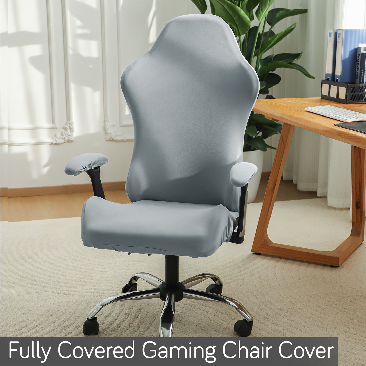 Gaming Chair Cover Stretchable Computer Rotating Chair Seat Covers Slipcover, Smoke Grey