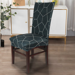 Elastic Stretchable Dining Chair Cover, Shadow Grey Pentagon
