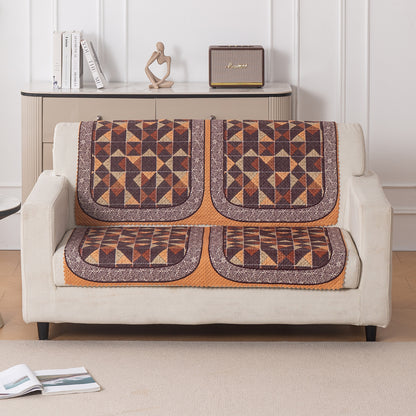 HeavenHue Fleece Soft Touch Quilted Sofa Cover Set Washable Sofa Panel for Seat & Back - Rustic Mosaic