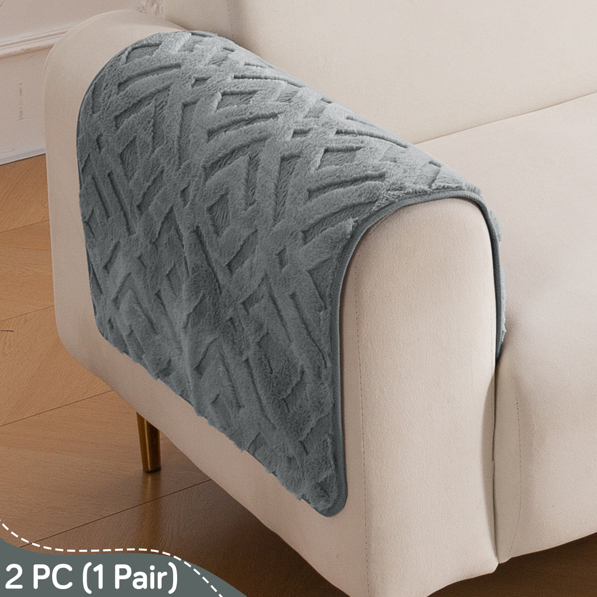 Velvet Maze Sofa Cover Mat, Dark Grey