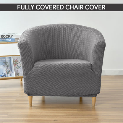 HOKIPO Premium Jacquard Stretchable Tub Chair Cover Slipcover, Grey
