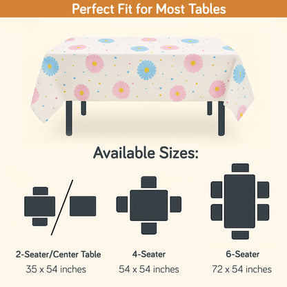 PEVA Waterproof Table Cover Cloth for 2/4/6 Seaters Dining Table | Dustproof Table Cloth for Study & Coffee Table, Dahlia Blush Pink