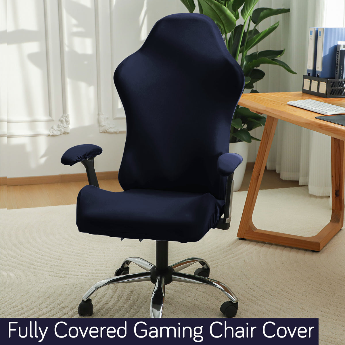 Gaming Chair Cover Stretchable Computer Rotating Chair Seat Covers Slipcover, Navy Blue