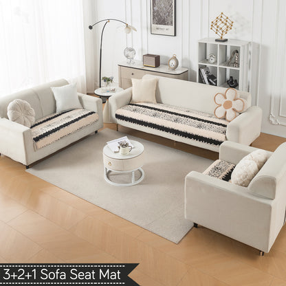 Luxury Plush Sherpa Anti Slip L Shape & Combination Sofa Mat, 'Noirea Series'|Textured Stripe
