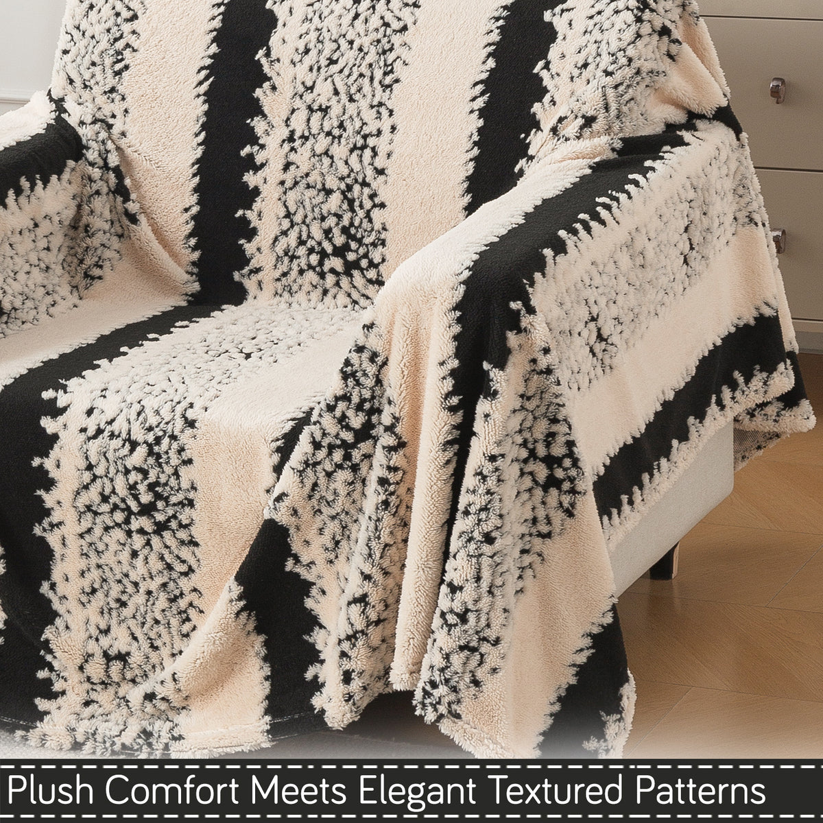 Buy Textured Stripe Noirea Series Luxury Plush Sofa Throw – 1 Seater Sofas | HOKIPO