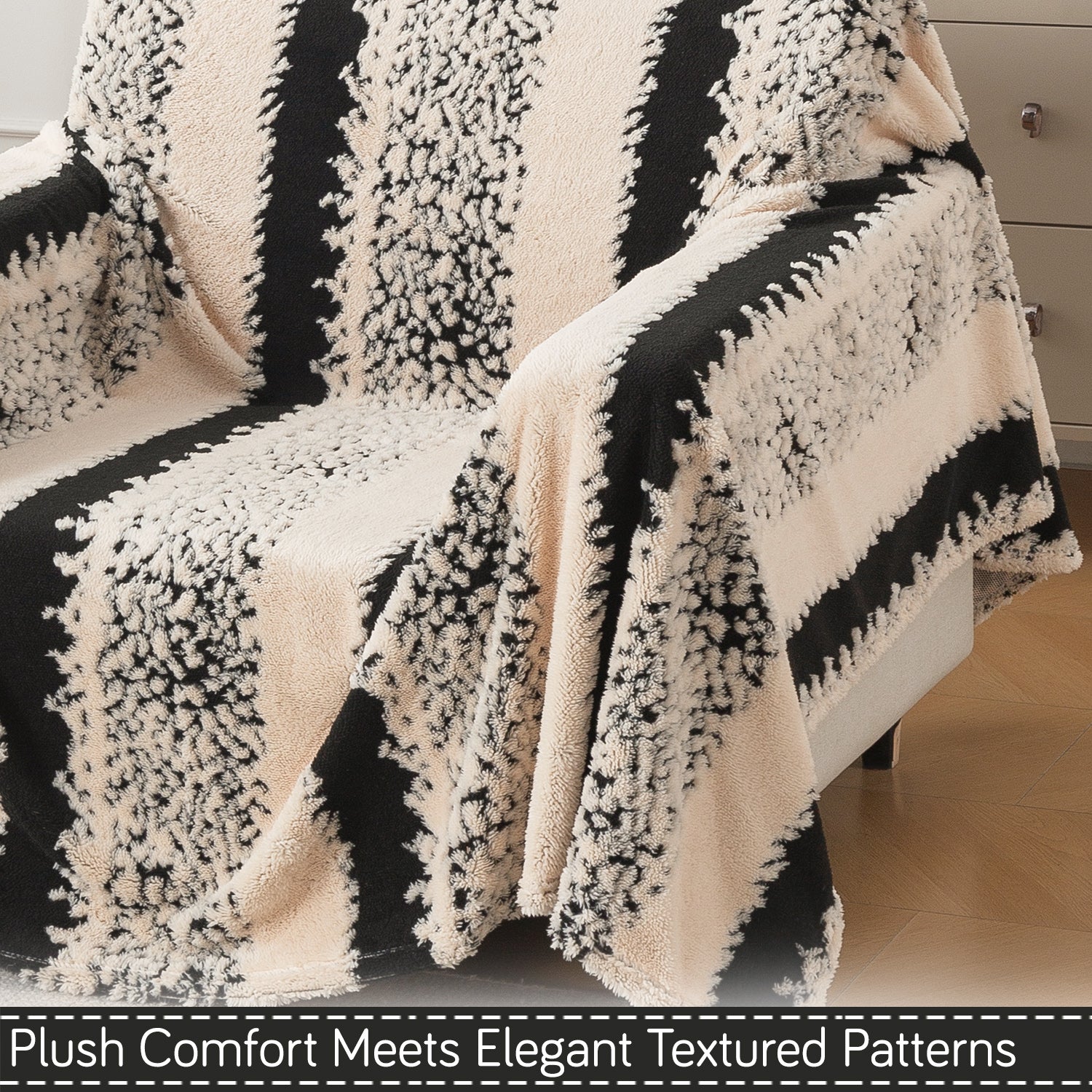 Buy Textured Stripe Noirea Series Luxury Plush Sofa Throw – 1 Seater Sofas | HOKIPO