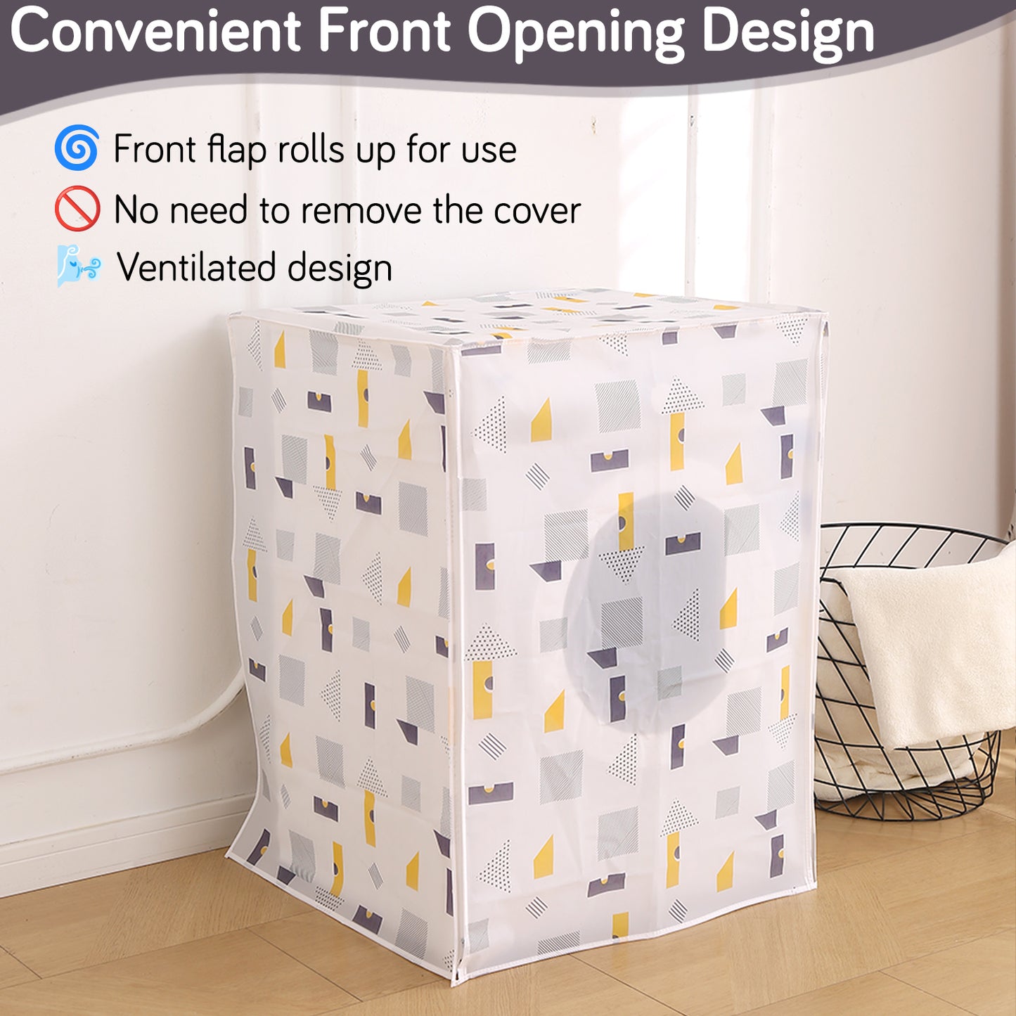 Waterproof Front Load / Top Load Washing Machine Cover | PEVA Dustproof Protective Cover for 6kg, 6.5kg, 7kg & 7.5kg Fully Automatic Machines, Geometric Abstract